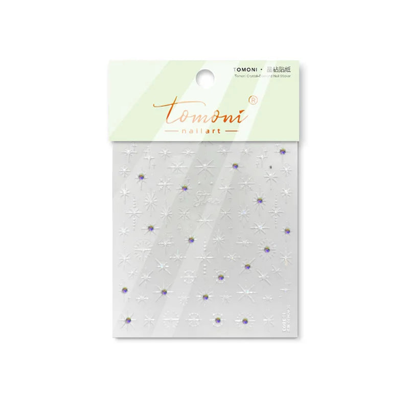 Gold Silver Starlight Laser Pink Colorful Glitter Star Bronzing Rhinestones Relief Nail Art Decorations Stickers Manicure Decals