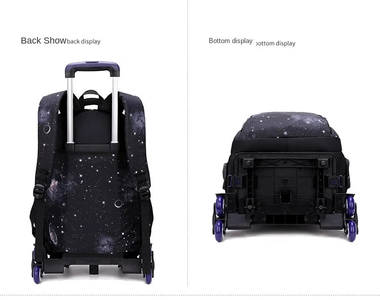 School Bag Kids Rolling Backpack for Boy Wheeled Backpack School Bag With Wheels Trolley Bookbag Carry on Luggage with Lunch Bag