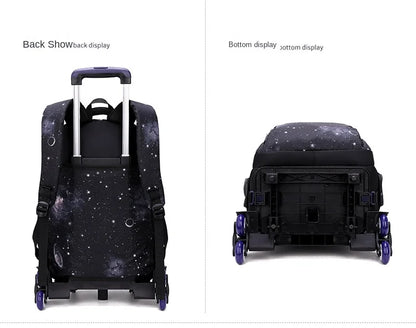School Bag Kids Rolling Backpack for Boy Wheeled Backpack School Bag With Wheels Trolley Bookbag Carry on Luggage with Lunch Bag