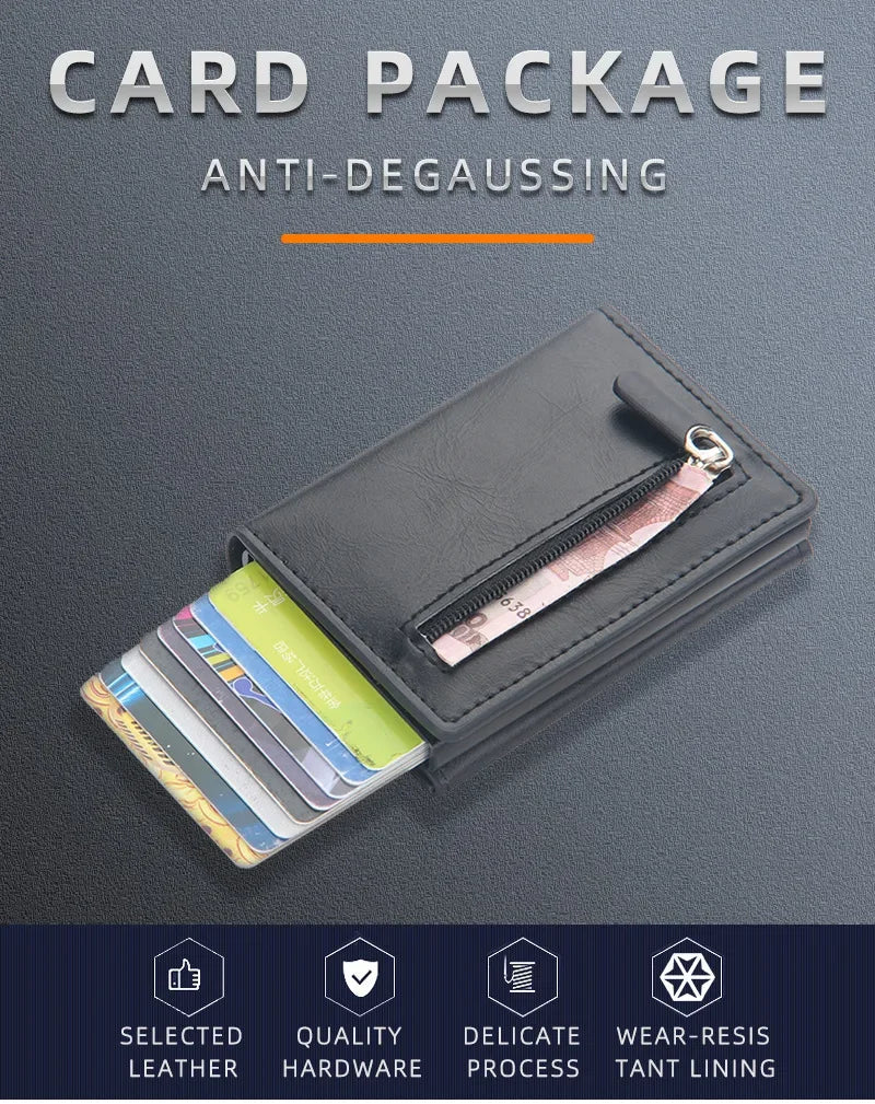 Pop Up Credit Card Holder Wallets Men Slim Rfid Blocking CardHolder Wallet for Men Card Money Bag Purse PU Leather Short Wallets