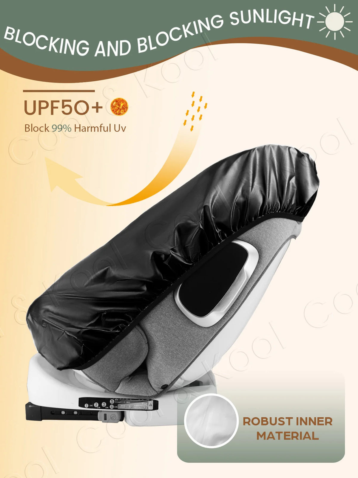 Universal Baby Car Seat Sun Shade, Blocks UV Rays & Reduces Heat for Cooler Rides