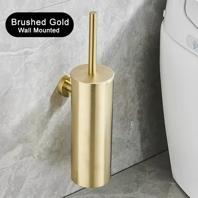 304 Stainless Steel Wall Mounted Bathroom Scrubber, Odor Proof Hanging Toilet Bowl Cleaning Brush with Holder