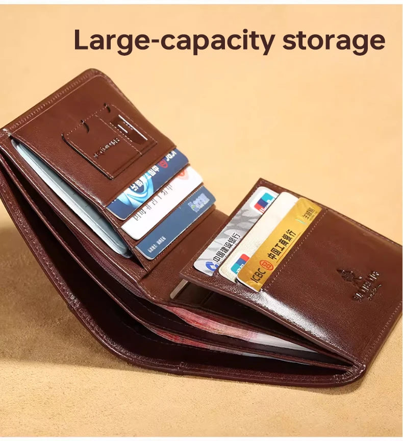 ManBang Classic Style Wallet Genuine Leather Men Wallets Short Male Purse Card Holder Wallet Men Fashion High Quality