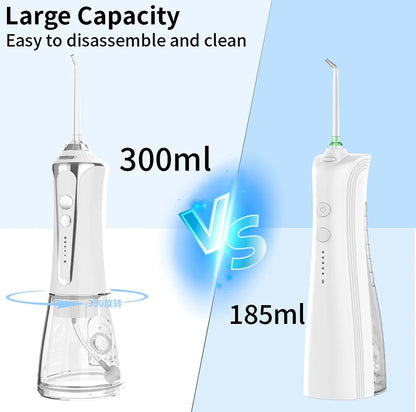 H2ofloss Oral Irrigator Water Flosser 140PSI High Pressure Water-Proof Design 300ml 5 Modes 5 Nozzles for Dental Cleaning