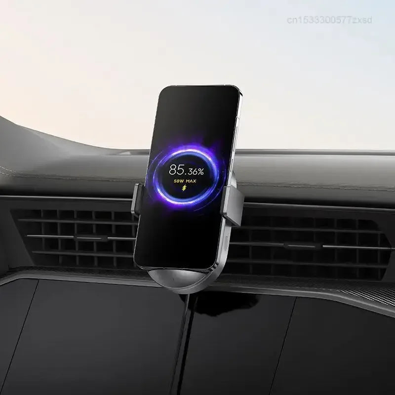 50W Wireless Car Charger Set Smart Fast Quick Charging Support Power-Off and Inductive Expansion Phone Holder Auto Parts