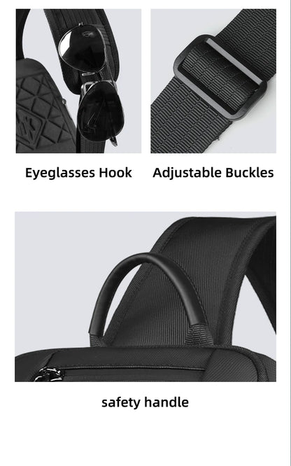 HK Anti-theft Men's Shoulder Bag Waterproof Chest Crossbody Bag with USB Oxford Leisure Satchel Multi-Pockets Sling Bag for Male