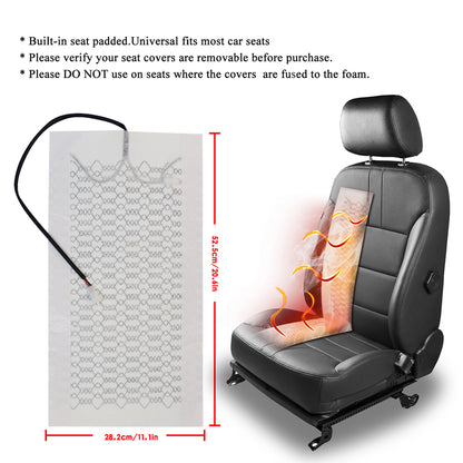 12V 50W Universal Built-in Car Seat Heater Kit Fit 1 Seat,2pcs Carbon Fiber heating Pads Single Control Switch with Harness