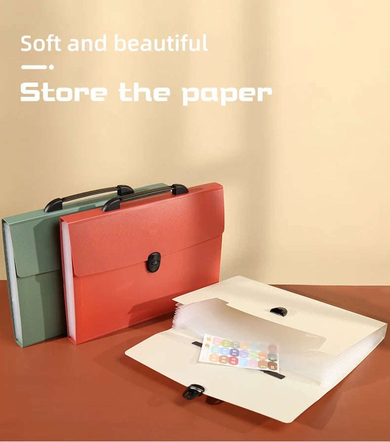 A4 File Folder 13 Layers Fashion Storage Bag Desktop Organizer for School Office Supplies Test Paper Stationery