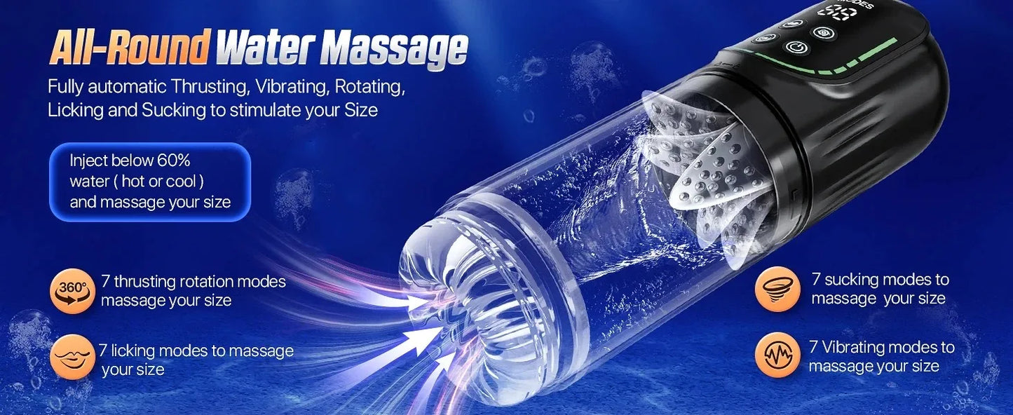 Mrgras Male Masturbator Penis Pump - Male Sex Toys for Men with Upgrade 12 S Vacuum Pump & 7 Thrusting Rotating Vibrating Sucking Licking LCD Adult Toys Mens Sex Toys Pocket Pussy Pumps & Enlargers,Pocket Pussy Mens Sex Toy B