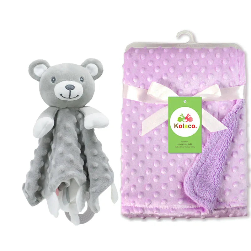 Custom Name Baby Blanket Personalized Baby Shower Gift Soft Minky Dot 2-in-1 Blanket & Lovey Set for Boys Girls