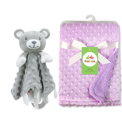 Custom Name Baby Blanket Personalized Baby Shower Gift Soft Minky Dot 2-in-1 Blanket & Lovey Set for Boys Girls