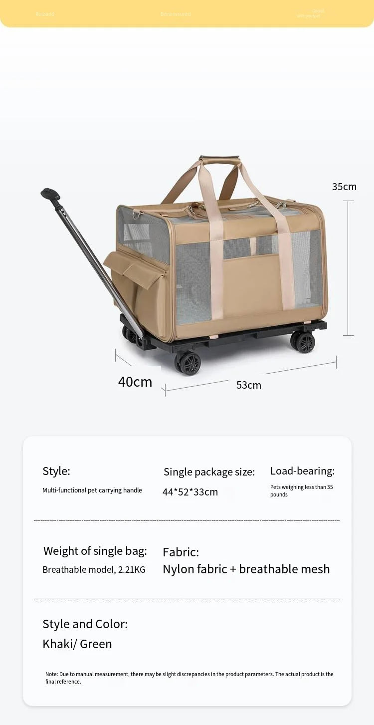Foldable Lightweight Pet Travel Carrier Bag Breathable with 360° Swivel Wheels for Cats Dogs Portable Outdoor Pet Backpack 2026