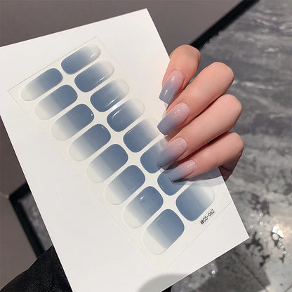 14/16Tips Full Cover Gradient Nail Stickers Multi Color Self Adhesive Slider No Need UV Lamp Cured Press ON Nail Decal
