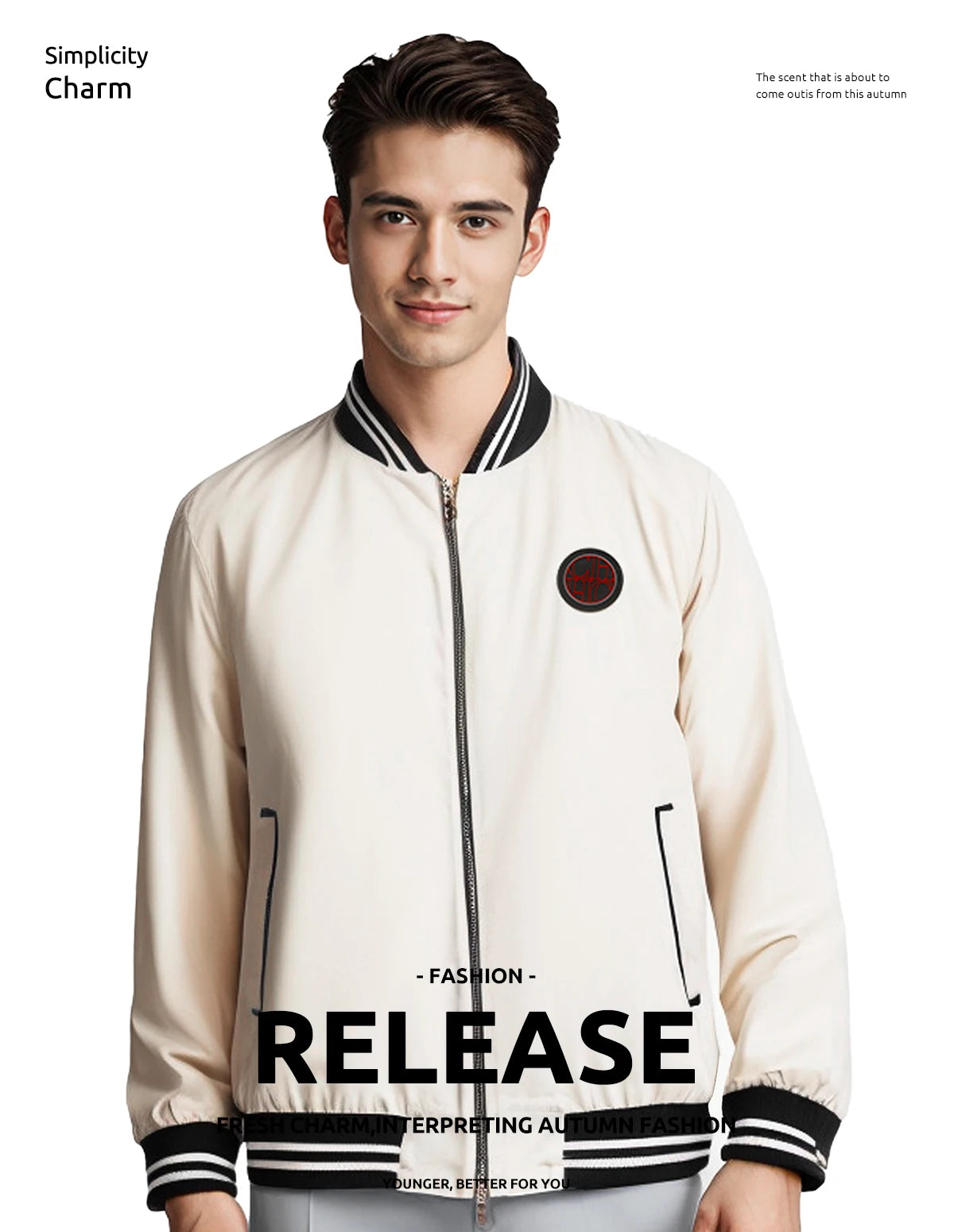 Men's Jacket O Neck Zipper Design Baseball Jackets Pocket Casual Tops Fashion Men Coats Outwear Autumn Winter Loose Jackets