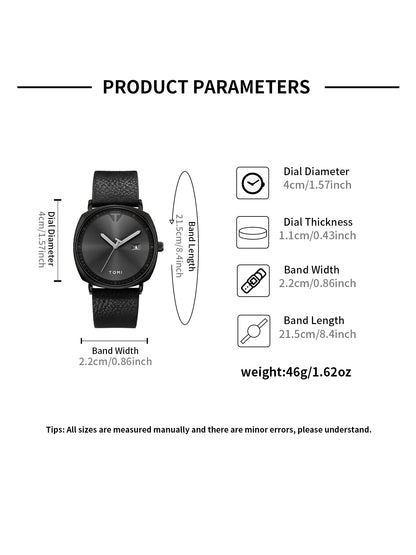 TOMI New 2PCS Luxury Business Men Watch Gift Box Set Simple and Casual Men Calendar Quartz Watch Pen Reloj Men Holiday Gift