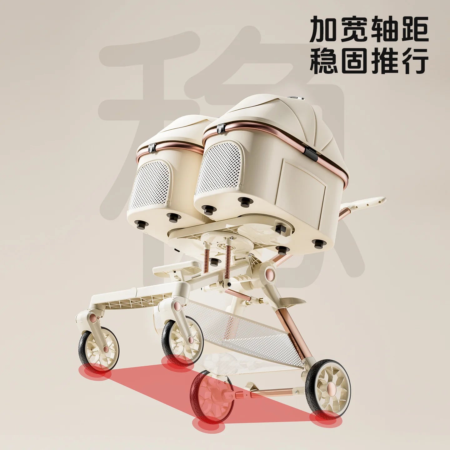 A6-2 Twin Pet Stroller Aluminum Alloy Detachable Foldable Lightweight Separate Travel Cart for Dogs Cats