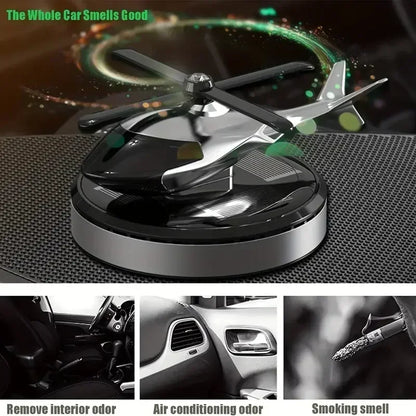 Helicopter Propeller Solar Air Freshener - Styling Car Interior Decor Aromatherapy Diffuser with Rotary Perfume, Solar Powered