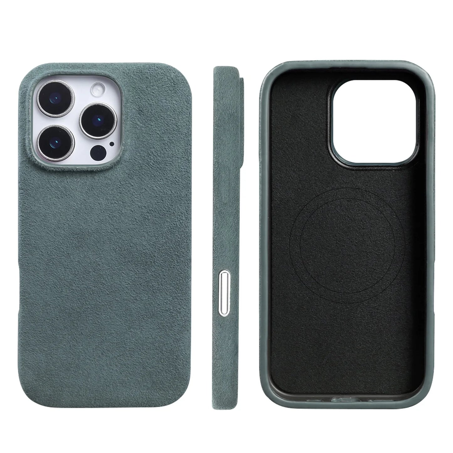 Full Coverage Magnetic Case For IPhone16 Pro 17 15 14 13 12 for ALCANTARA Magsafe Artificial Leather Supercar Suede Phone Cover