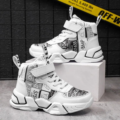 Children Shoes Boy Sneakers Fashion Print Luxury Designer High Top Sneakers Kids Tenis Shoes Boy Sports Casual