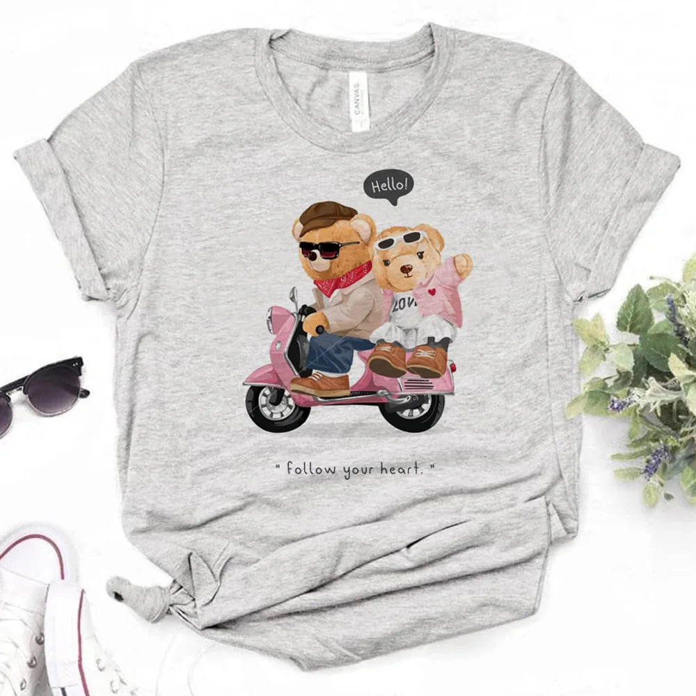 Bear t shirt women graphic t shirt female 2000s streetwear clothes