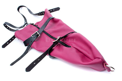 Leather Tight Single Glove Straight Arm Binder Over Shoulder Straps BDSM Bondage Arm Cuffs Zipper Body Harness Adult Roleplay