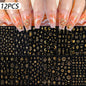 12Pcs 3D Gold Star Moon Sun Nail Stickers 10*8cm Y2K Starlight Self-adhesive Nail Decals Snake Cat Slider DIY Manicure Accessory