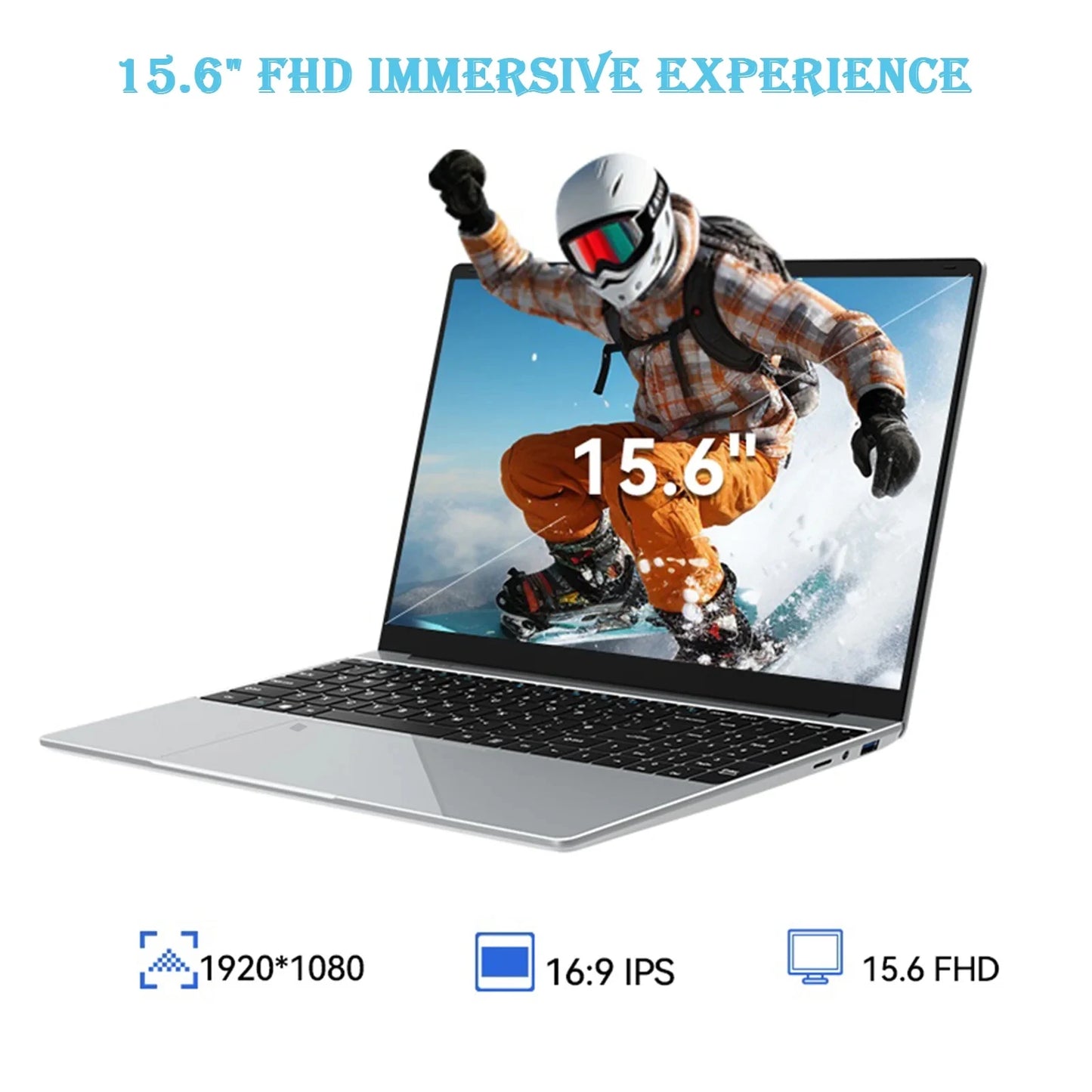 LENO 15.6" Laptop Large-screen 32GB RAM 2TB SSD Intel 6500Y Office Windows11 Notebook 5000mAh Gamer PC with Backlit Fingerprint