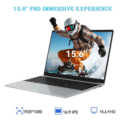 LENO 15.6" Laptop Large-screen 32GB RAM 2TB SSD Intel 6500Y Office Windows11 Notebook 5000mAh Gamer PC with Backlit Fingerprint