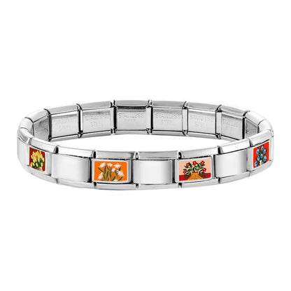 2025 Women's Fashion Colorful Flowers Oil Painting Style Series Italian Charms Fit 9mm Stainless Steel Bracelet DIY Jewelry Gift