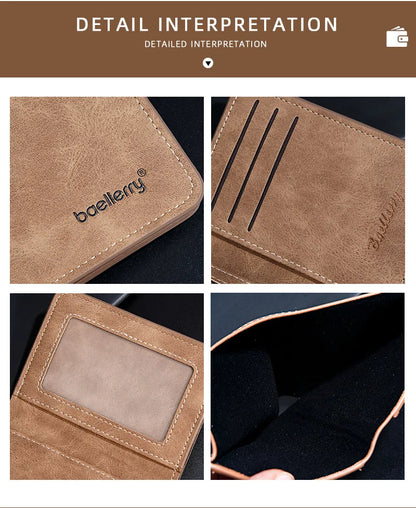 New Men's Short Wallet Cardholder Combo Anti-Theft Minimalist PU Leather