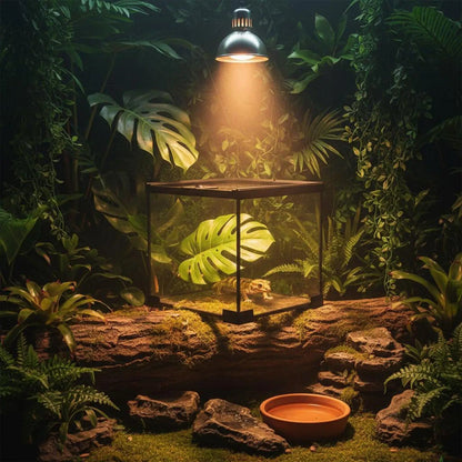 Stackable Reptile Terrarium Glass Cage Secure Mesh Lid with Heat Lamp Holder for Small Pets Display