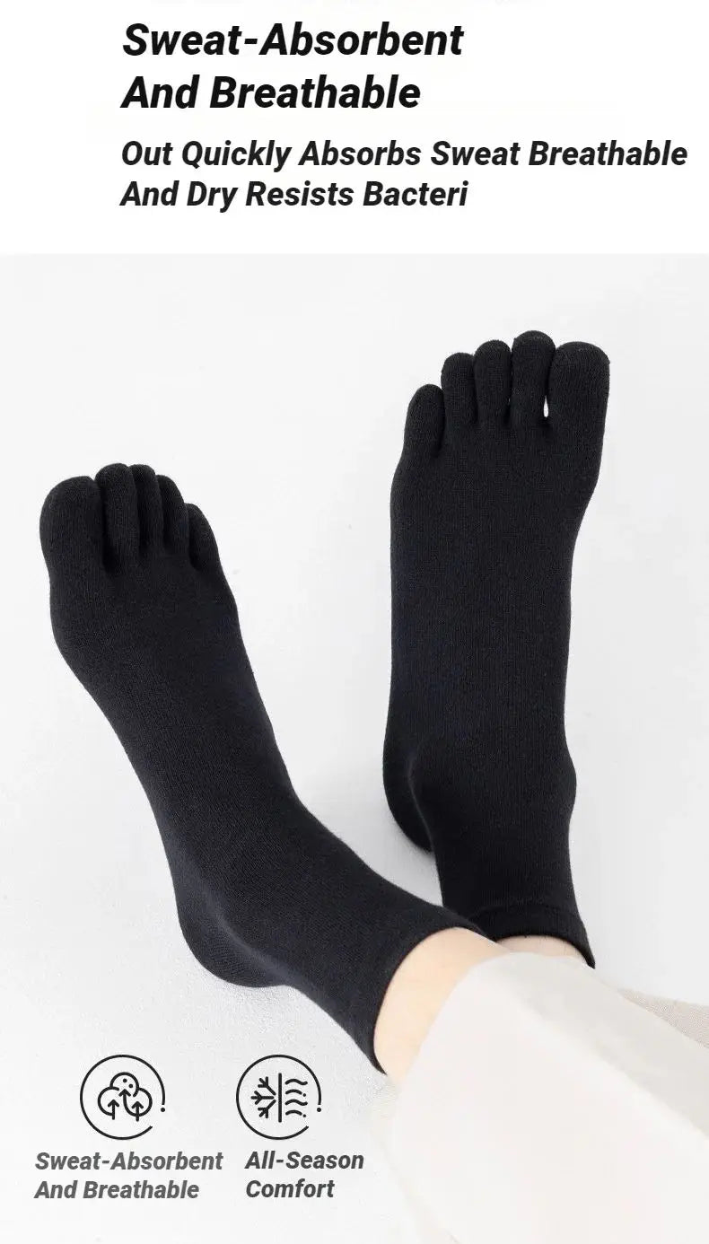 5Pairs Five Fingers Toe Socks Breathable Cotton Unisex Sports Running Sweat Absorbent Antibacterial Ankle Crew