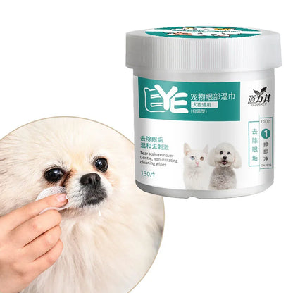 Pet Eye Wipes Cat and Dog Tearmark Wet Wipes Cat and Dog Universal No Irritation Cleaning Products 130 Pieces Wipes Pet Supplies