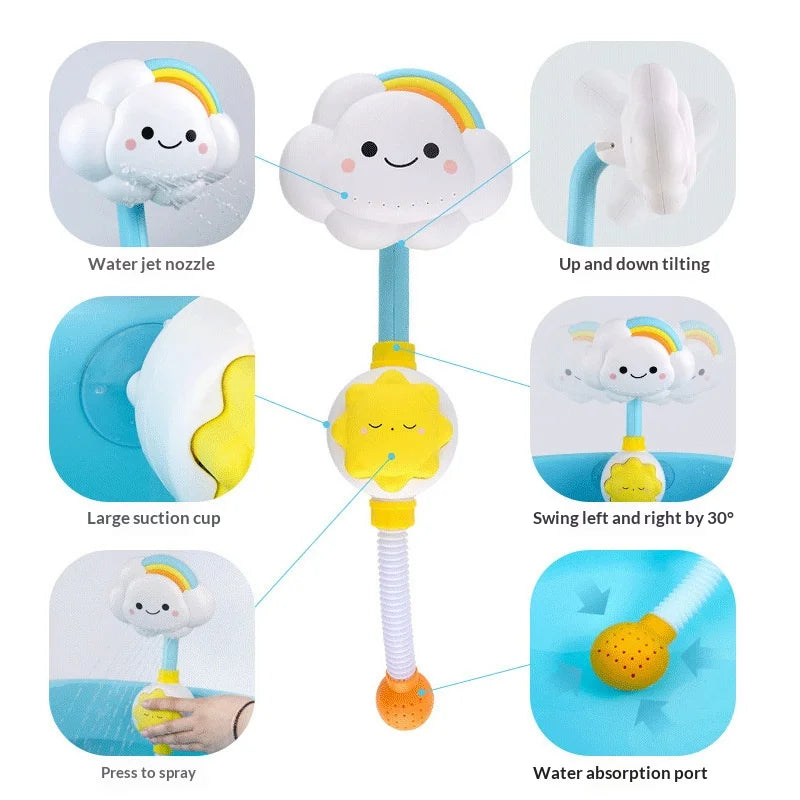 Baby Bath Toy Cloud Faucet Shower Sprinkler Water Spray Game Toy Kids Bathroom Gift