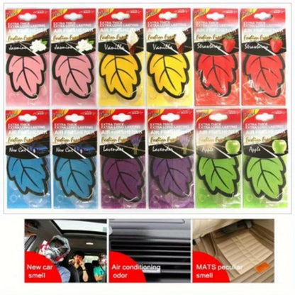 60/120/240/360/600pcs Leaf Shape Car Air Freshener Natural Scented Tea Paper Auto Hanging Vanilla Perfume Fragrance