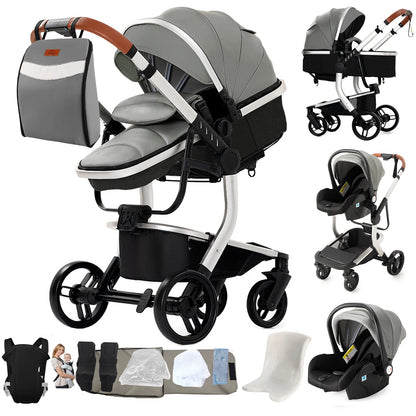 Baby pram Lightweight stroller Baby carriage PU 3in1 stroller Baby stroller 3-in-1 Baby carriage strollers for baby light carts