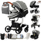 Baby pram Lightweight stroller Baby carriage PU 3in1 stroller Baby stroller 3-in-1 Baby carriage strollers for baby light carts