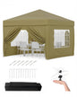 Garvee Heavy Duty 3x3m Folding Gazebo with 4 Sidewalls – Waterproof Outdoor Canopy Tent, UPF 50+ UV Protection – Adjustable Height, Easy Setup, Wheeled Carry Bag, Stakes, Ropes, Sandbags – Garden