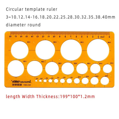 Geometric Drawing Template Set With Measuring Ruler - Yellow Transparent Plastic Tools+Bonus PE Zipper Bag - For Architecture