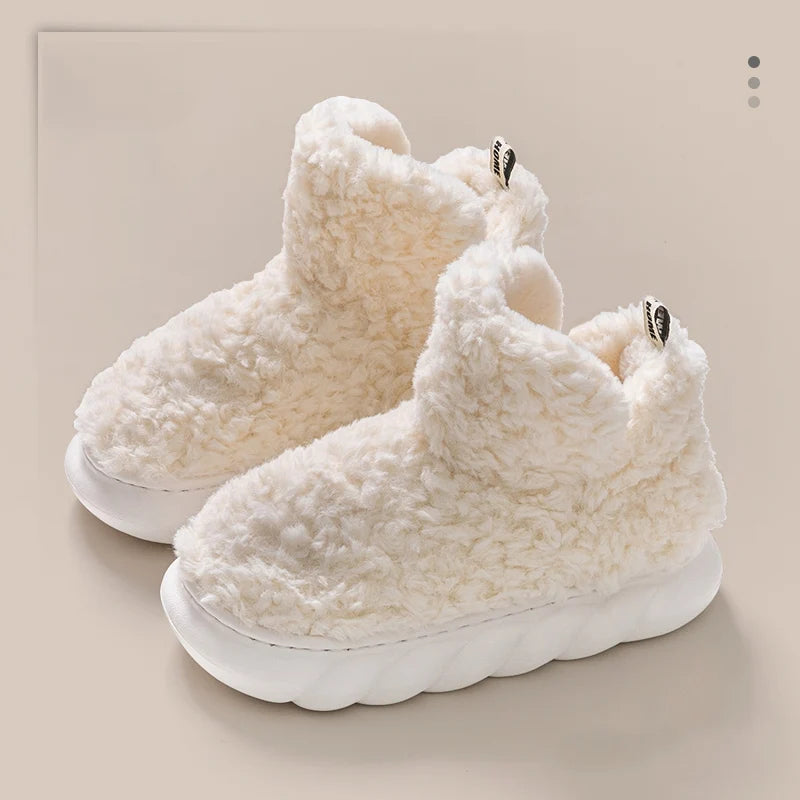 Winter Warm Shoes for Woman Men Indoor Slippers Soft Plush Couples Home Floor Snow Boots Anti-slip Female House Footwear