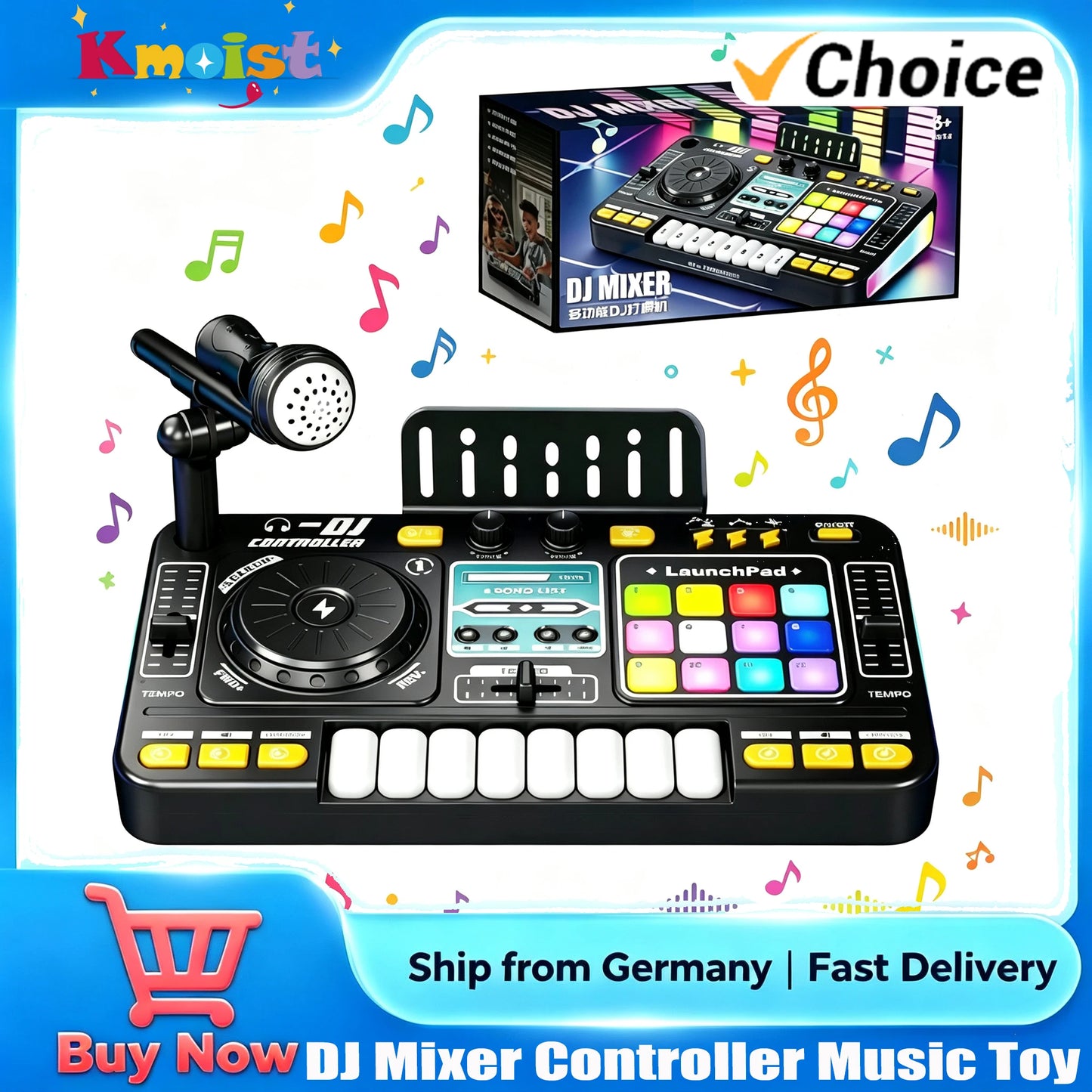 Simulation DJ Mixer Controller Kids Toys Multifunctional Music Effect Children Toy Electronic Musical Instrument Game Birthday Gifts Toys for Boy Girls Chirstmas Gifts Ship From Germany Fast Delivery