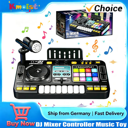 Simulation DJ Mixer Controller Kids Toys Multifunctional Music Effect Children Toy Electronic Musical Instrument Game Birthday Gifts Toys for Boy Girls Chirstmas Gifts Ship From Germany Fast Delivery