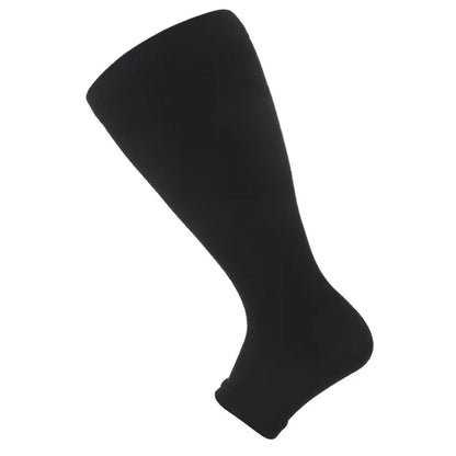 1Pair 2XL-7XL Plus Size Compression Socks Open Toe Compression Women& Men 15-20mmHg Wide Calf Knee High Toeless Compression Sock