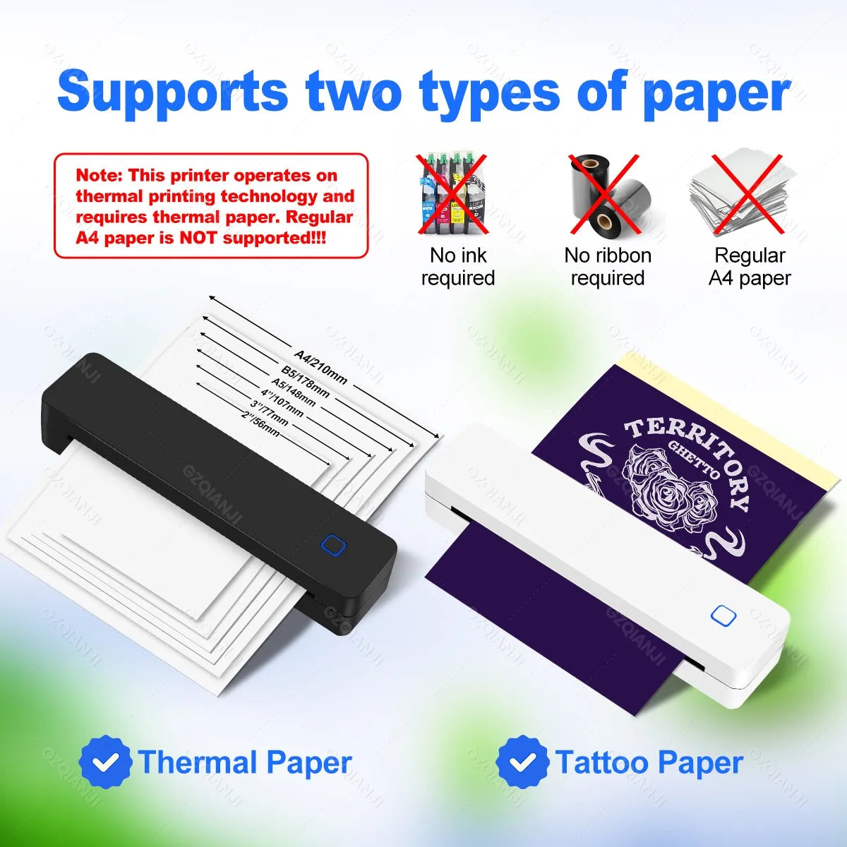 Mini Portable A4 Thermal Printer Bluetooth-compatible Photo PDF Printing Machine Folded Rolls Paper for Office Home Travel