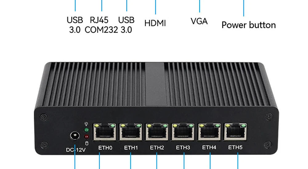 BEBEPC Fanless Mini PC Intel 4415U 6*LAN i211 NICS 1*RS232 3/4G Module Pfsense Firewall Soft Router VPN Sever Linux Win11 Pro