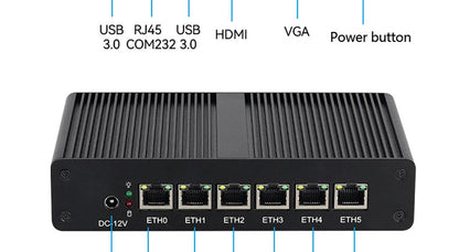 BEBEPC Fanless Mini PC Intel 4415U 6*LAN i211 NICS 1*RS232 3/4G Module Pfsense Firewall Soft Router VPN Sever Linux Win11 Pro