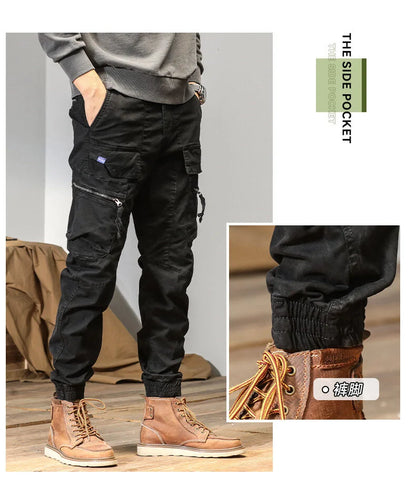 CAAYU Joggers Cargo Pants Men Casual Y2k Multi-Pocket Male Trousers Sweatpants Streetwear Techwear Tactical Track Gray Pants Men