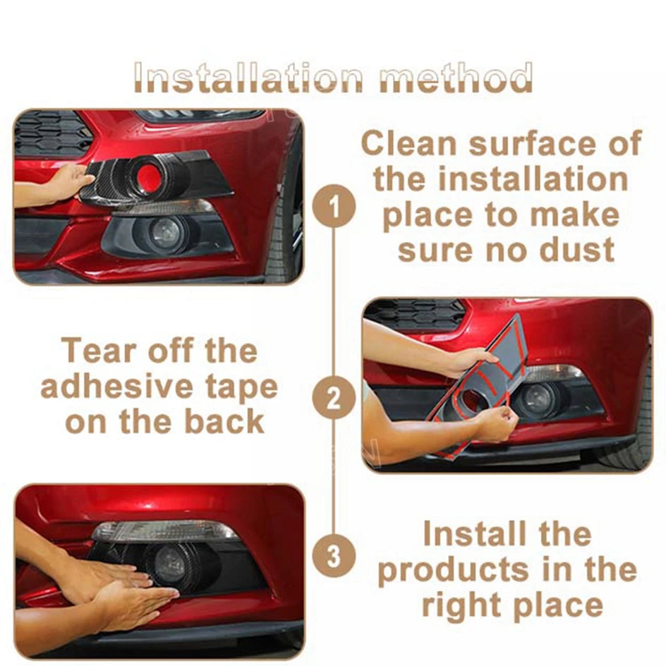 TESIN Car Front Bumper Fog Light Lamp Decoration Cover Trim for Ford Mustang 2015 2016 2017 ABS Lamp Hoods Exterior Accessories