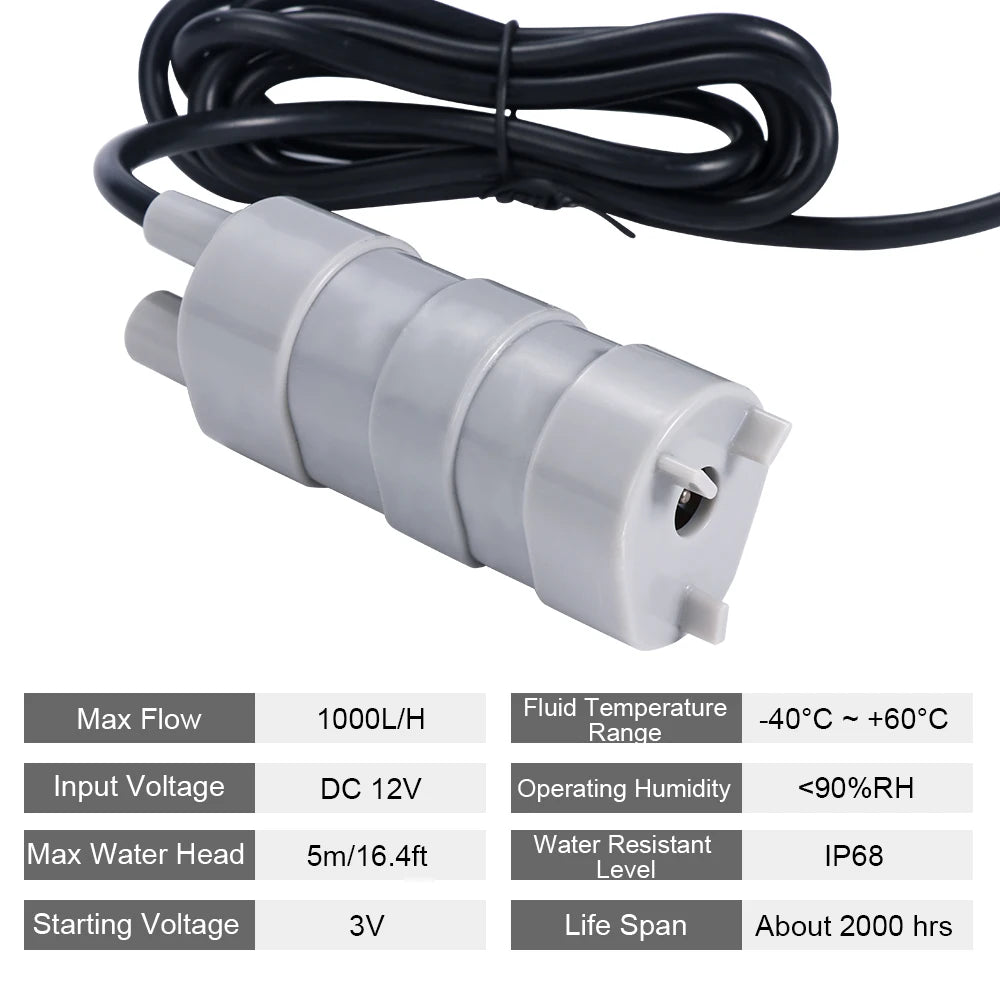 Super Quiet 12V 24V Brushless Motor Pump 1000l /H Small Submersible Water Pump Water Heater Opening Machine Supply Water Pump