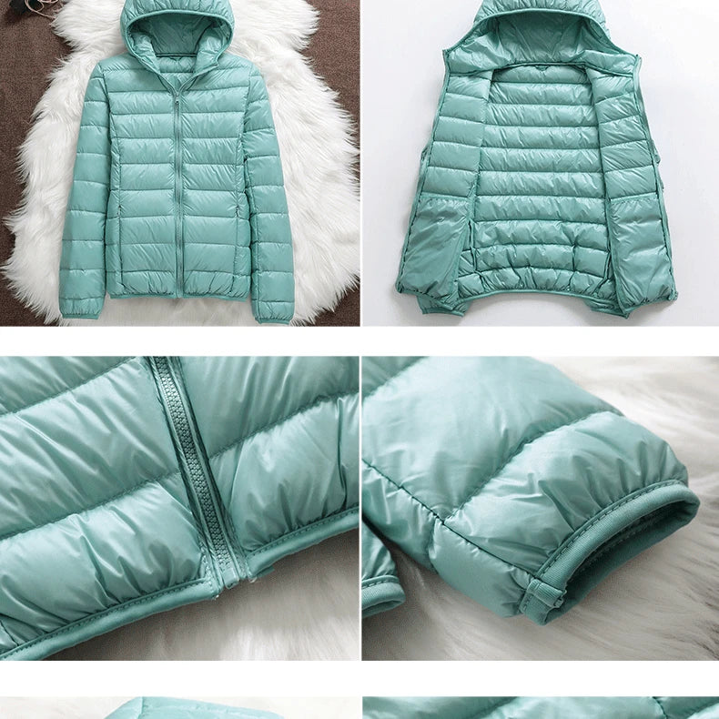 15 Colors Women Hooded Puffer Jackets 2023 New Spring Winter 90% White Duck Down Female Coats Ultralight Packable Casual Parkas